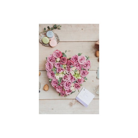 Crazy in Love, arreglo de flores en forma de corazón.